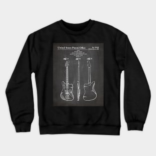 Electric Guitar Patent - Guitarist Music Lover Art - Black Chalkboard Crewneck Sweatshirt